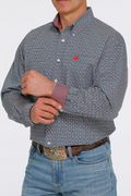 CINCH LONG SLEEVE GEO PRINT NAVY - MENS SHIRT - MTW1105408