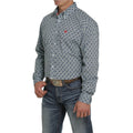 Cinch® Men’s Light Blue Geometric Printed Button Down Shirt MTW1105434