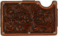 3D Western Mens Smart Wallet Leather Embossed Scroll Brown |D250015202