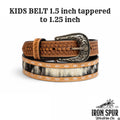 “LEO JR” | IRON SPUR BELT COWHIDE WITH BUCK STITCH