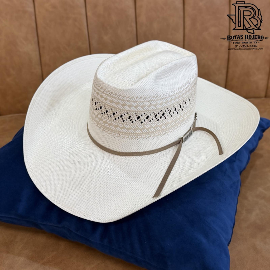 “ SAN ANGELO “ | IRON SPUR WESTERN OPEN CROWN STRAW HAT 4 1/4 Inch Brim #7