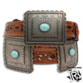 ARIAT 1 1/2" PIERCED RECTANGLE CONCHO WESTERN BELT TAN A1532108