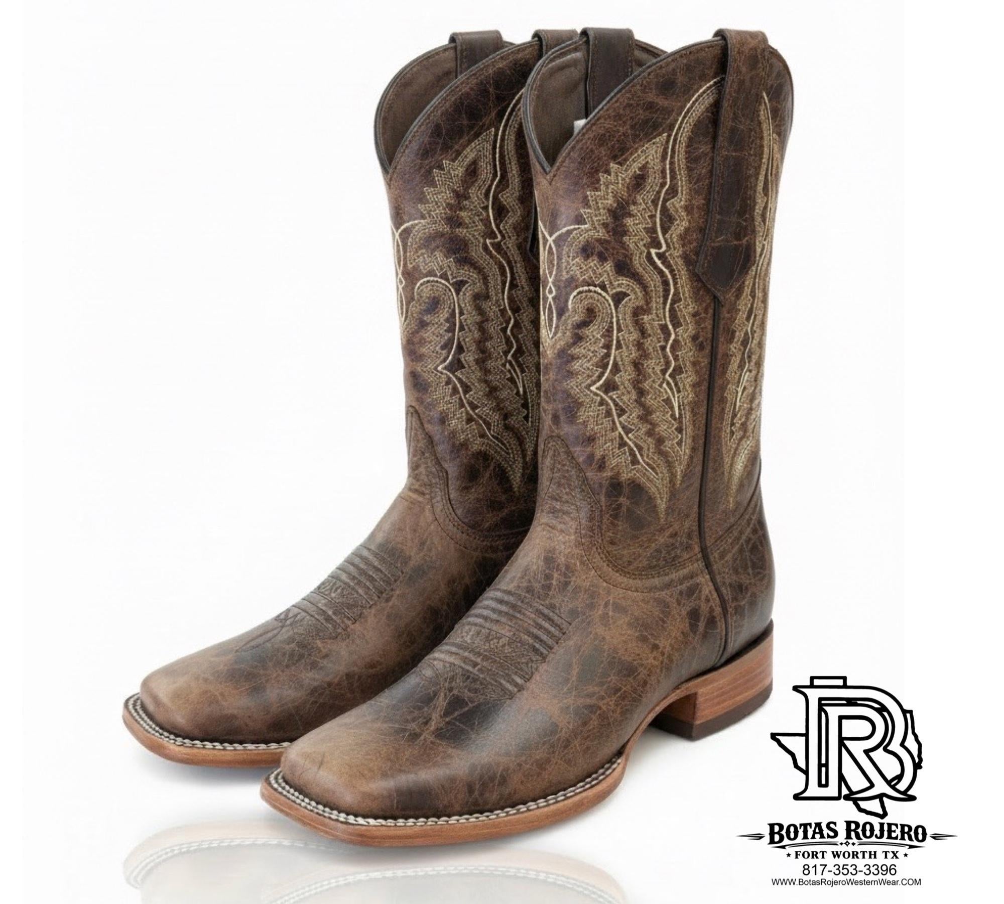 BROWN MEN SQAURE TOE WESTERN BOOTS