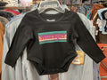 LITTLE GIRL'S LONG SLEEVE PAINTED SUNSET LOGO BODYSUIT IN ANTHRACITE