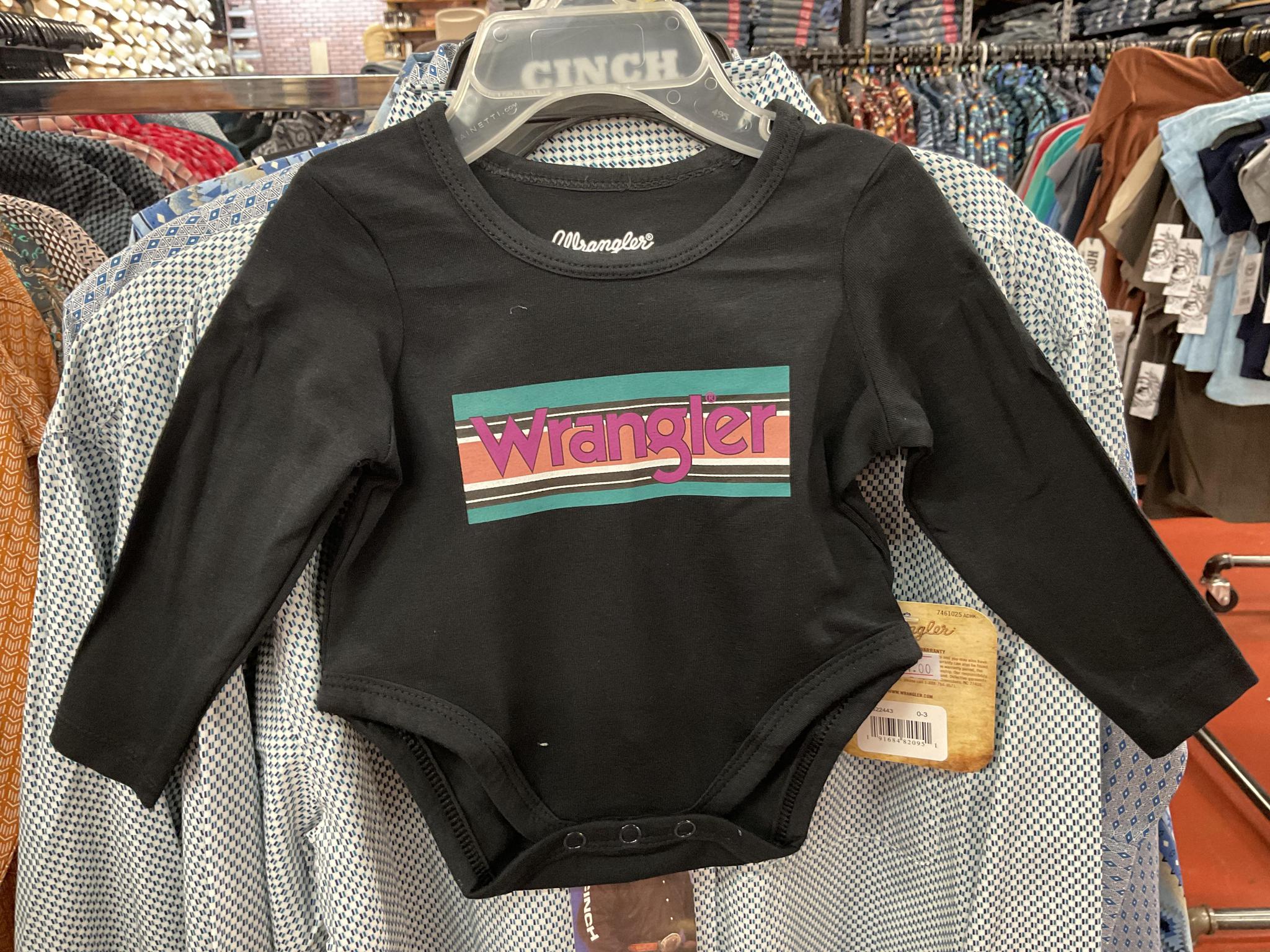 LITTLE GIRL'S LONG SLEEVE PAINTED SUNSET LOGO BODYSUIT IN ANTHRACITE