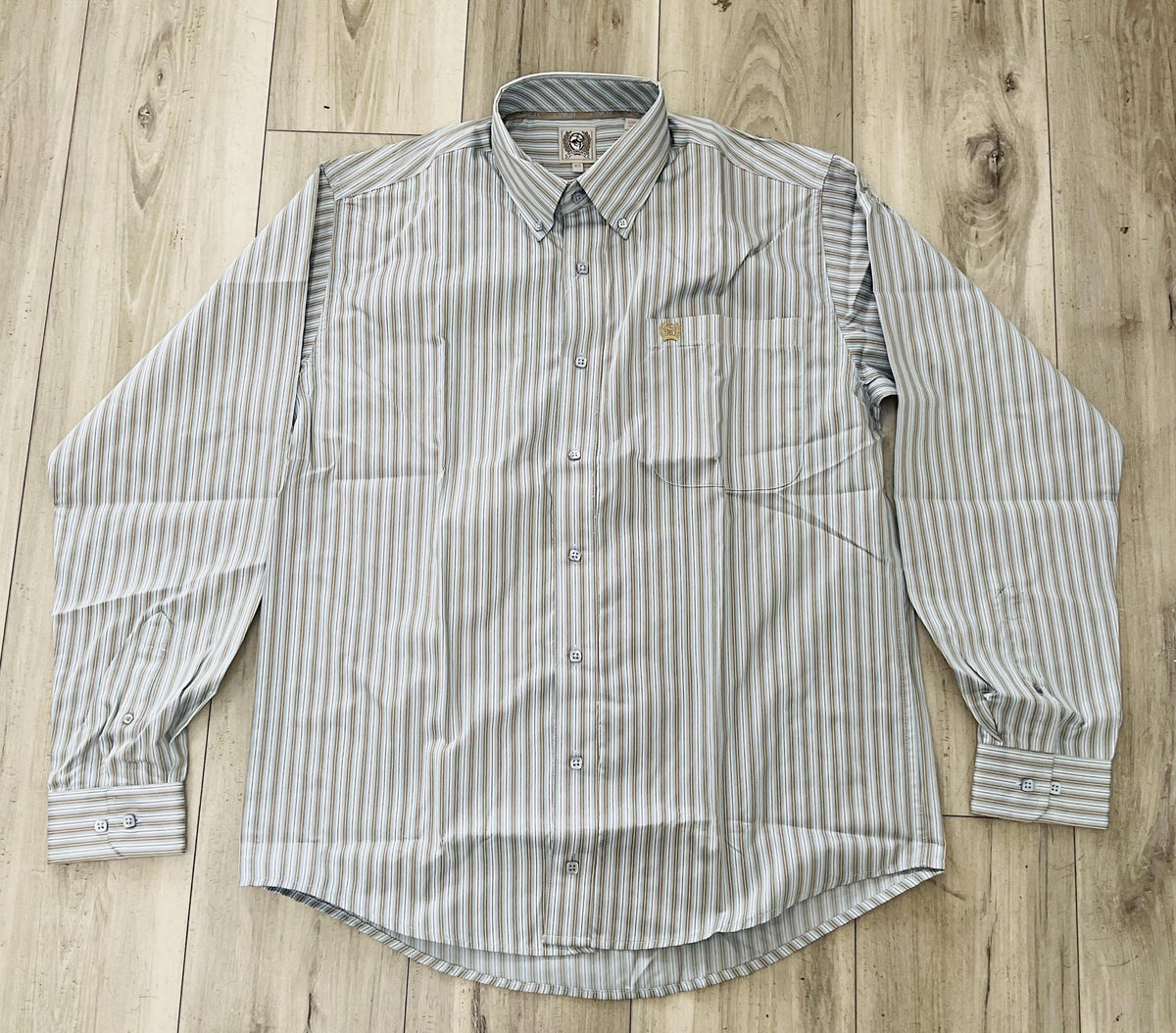 Cinch Men’s Stripe Light Blue Long Sleeve Shirt |MTW1106153