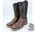 “ Marshall “ | Men Western Square Toe Boots Leather Printed Cognac