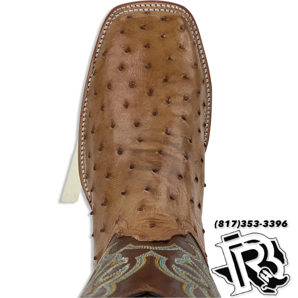 OSTRICH COGNAC ORIGNAL | JUSTIN BOOTS MEN SQUARE TOE WESTERN BOOTS 8516