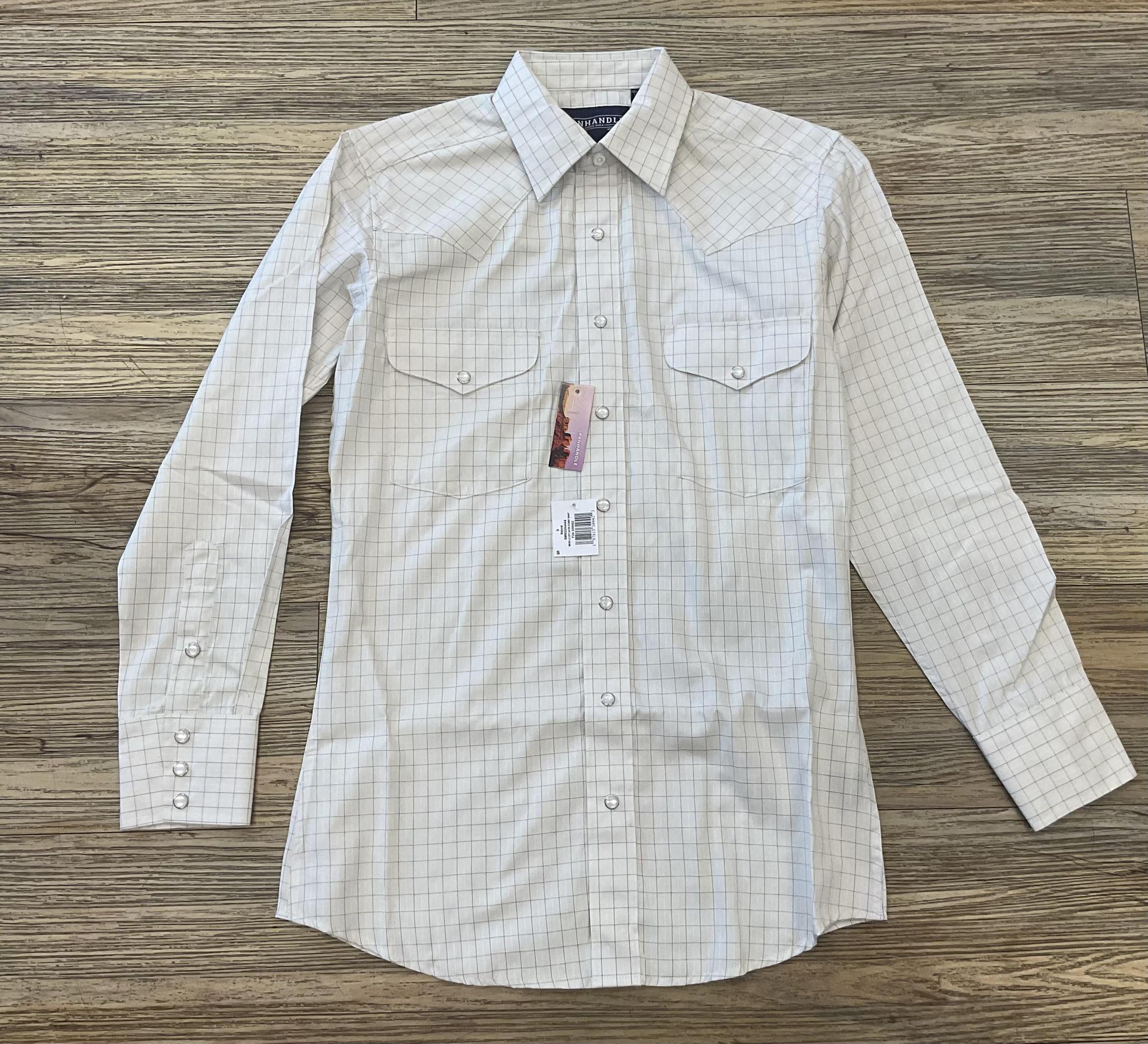 MENS PANHANDLE LONG SLEEVE SATIN DOBBY SNAP NATURAL SHIRT | SMN2S04444