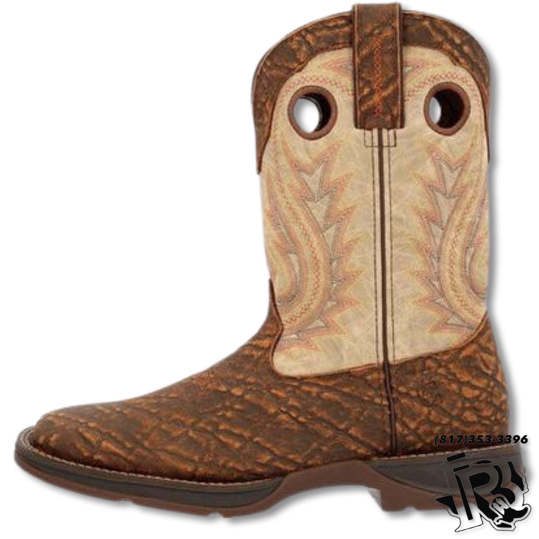 DURANGO NO STEEL TOE | Rebel™  Tan Elephant Print & Bone WORK BOOTS DDB0378