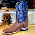 MENS SQUARE TOE BULL SHOULDER LIGHT BROWN DARK BROWN TOP HANDMADE MORERIA