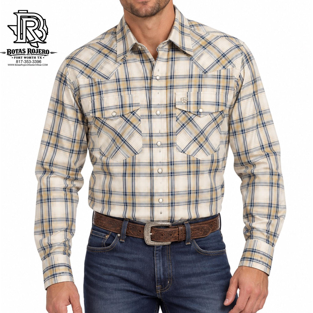 Ariat Mens Pro Elias long sleeve beige shirt | 10051311