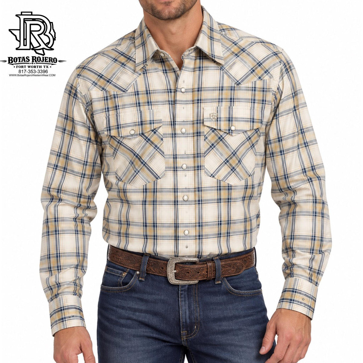 Ariat Mens Pro Elias long sleeve beige shirt | 10051311