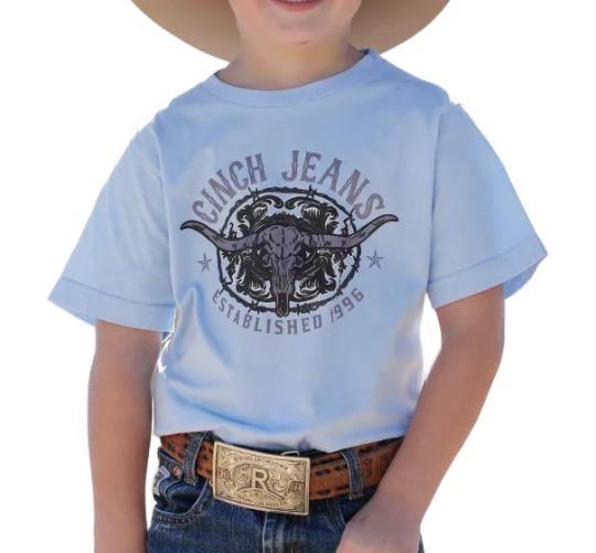 Cinch Youth Boy's Light Blue Logo Graphic T-Shirt| MTT7670171