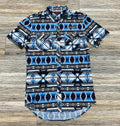 MEN ROCK & ROLL BLUE AZTEC PRINT SHIRT | BMN3S05861