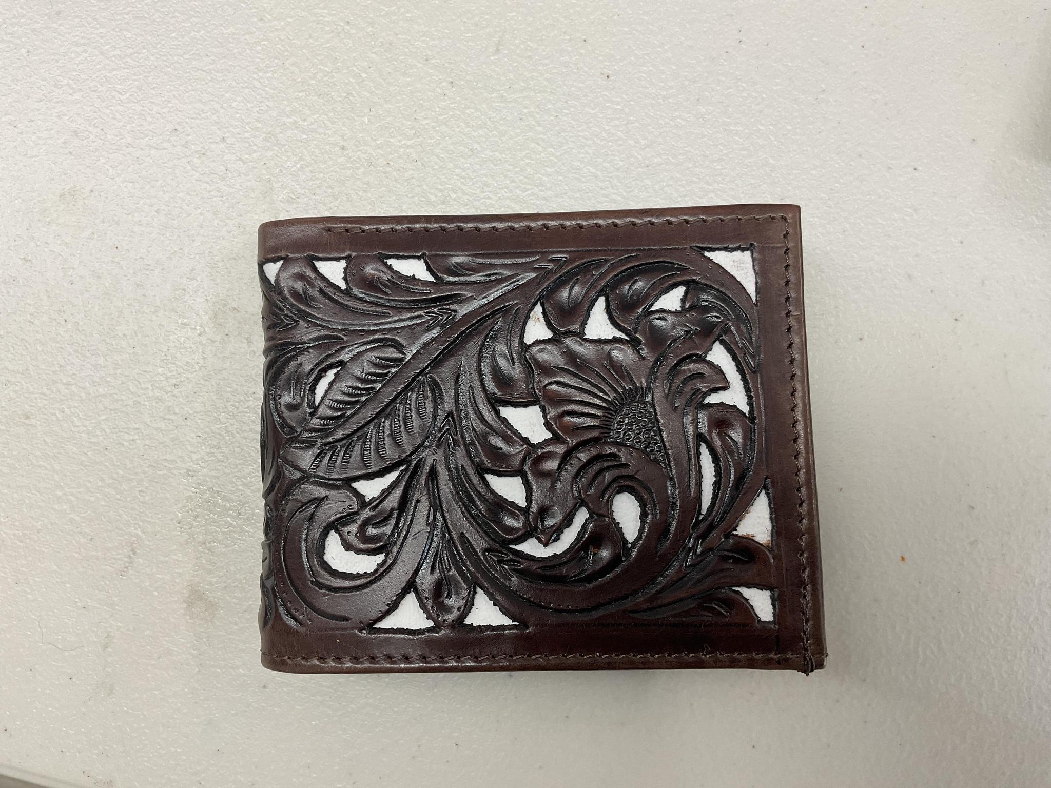 “ LIAM “ IRON SPUR WESTERN RODEO WALLET TOOLED LEATHER HANDMADE
