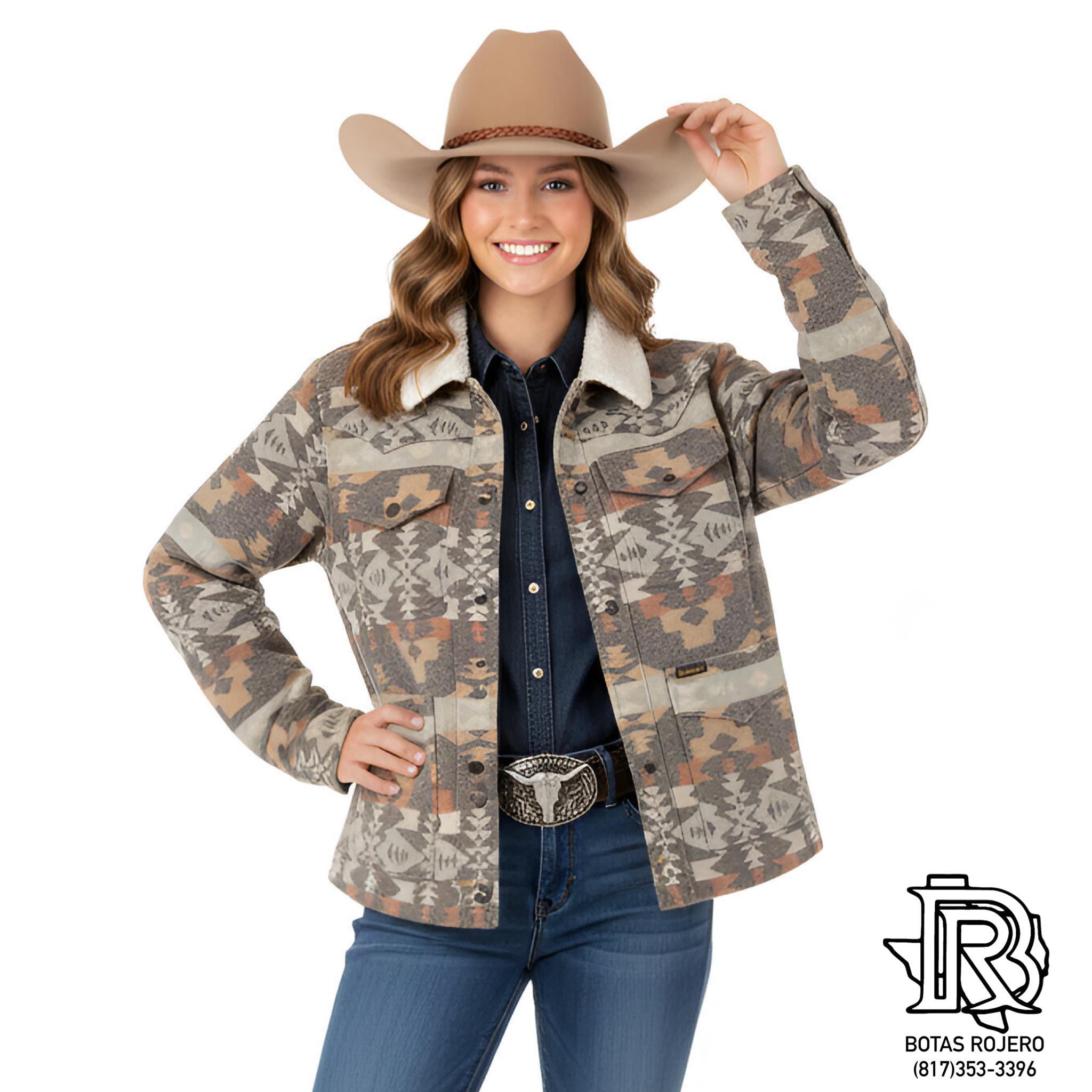 Wrangler Retro® Ladies Southwestern Geometric Grey Jacket |112353135