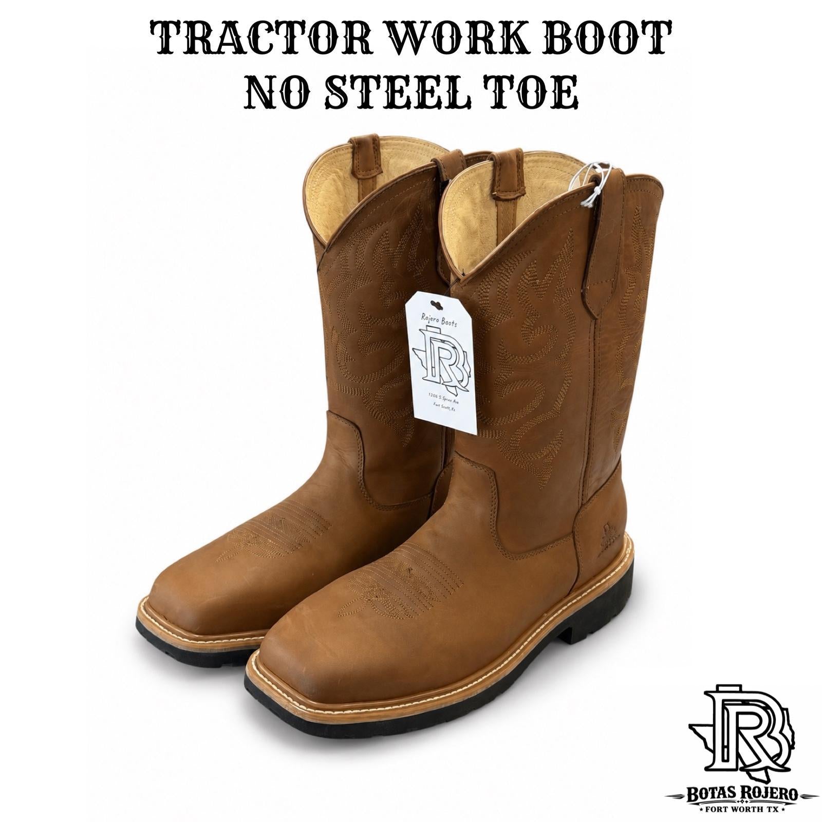TRACTOR | NO STEEL TOE | LIGHT BROWN SQUARE TOE MEN WESTERN WORK BOOTS  STYLE: 902