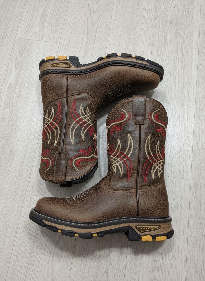 “ Crossfire “ NO STEEL TOE | MEN WESTERN WORK BOOT BROWN SQUARE TOE