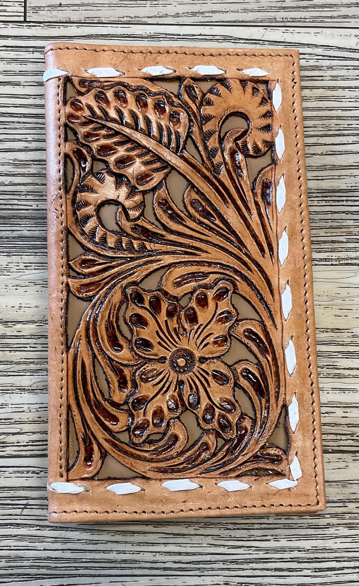 “ ISAI  “ | MEN BI FOLD WESTERN TOOLED LEATHER WALLET