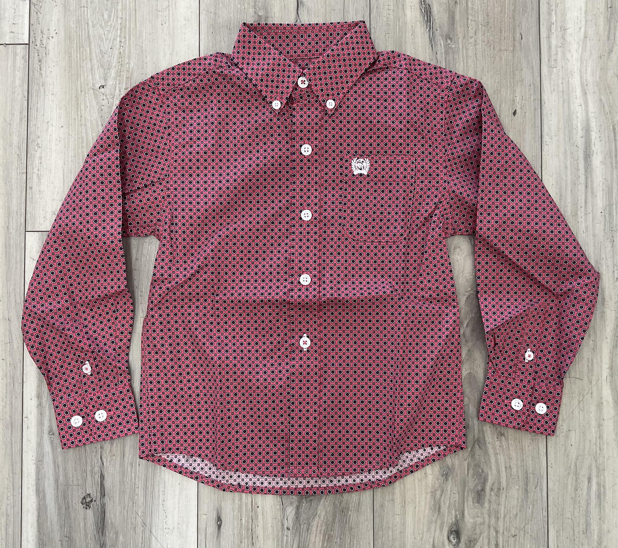 CINCH BOY’S LONG SLEEVE PINK PRINT SHIRT |MTW7061420