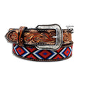 “ Alan “ | Men Western Beaded Belt Red Rust D100013308