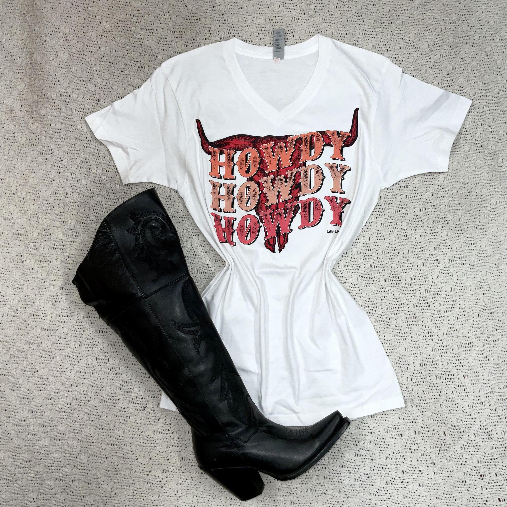 "Howdy long horn" white T shirt