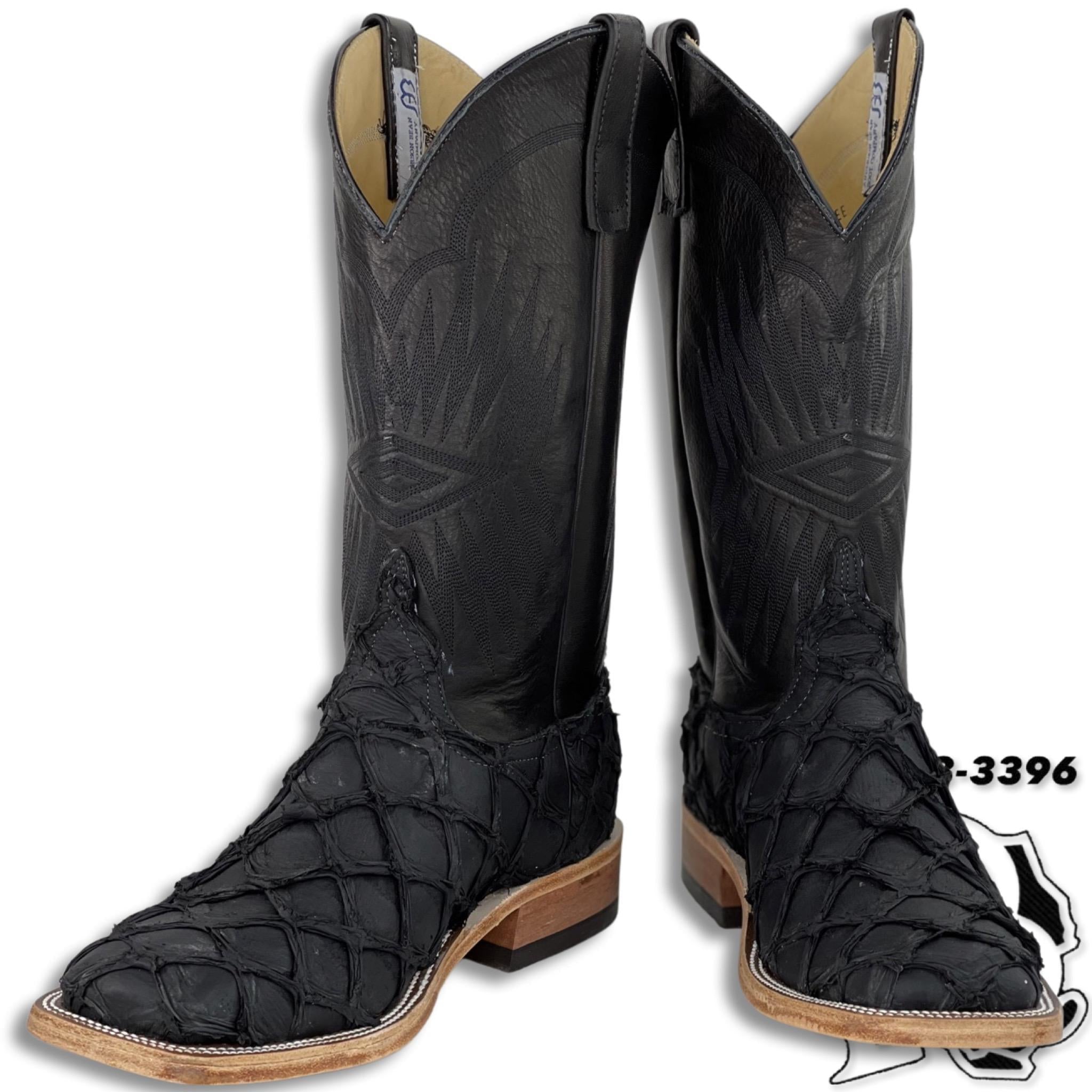FIS-H BOOTS | ANDERSON BEAN SQUARE TOE MEN WESTERN BOOTS MATTE BLACK STYLE :
