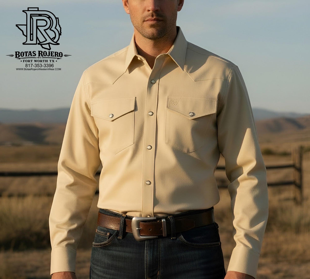 ARIAT MEN'S SOLID TWILL FITTED OFF WHITE LONG SLEEVE SHIRT | 10079262