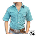 “ Leonidas “ | MENS SHORT SLEEVE SHIRT TURQUOISE  PANDHANDLE  PSMS1SR0LX