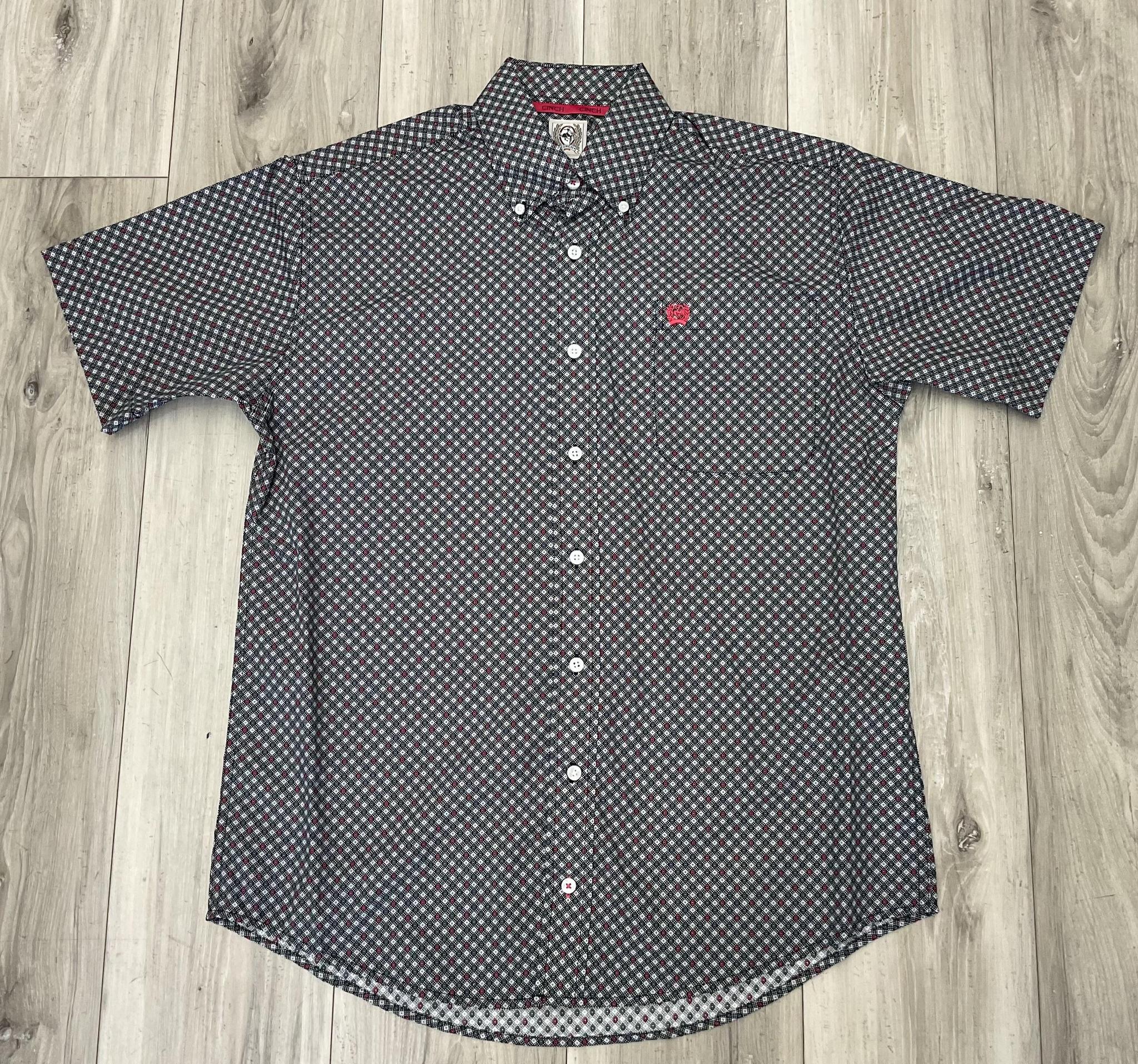 Cinch Men's Black Micro Geo Classic Fit Short Sleeve  Shirt | MTW1111500