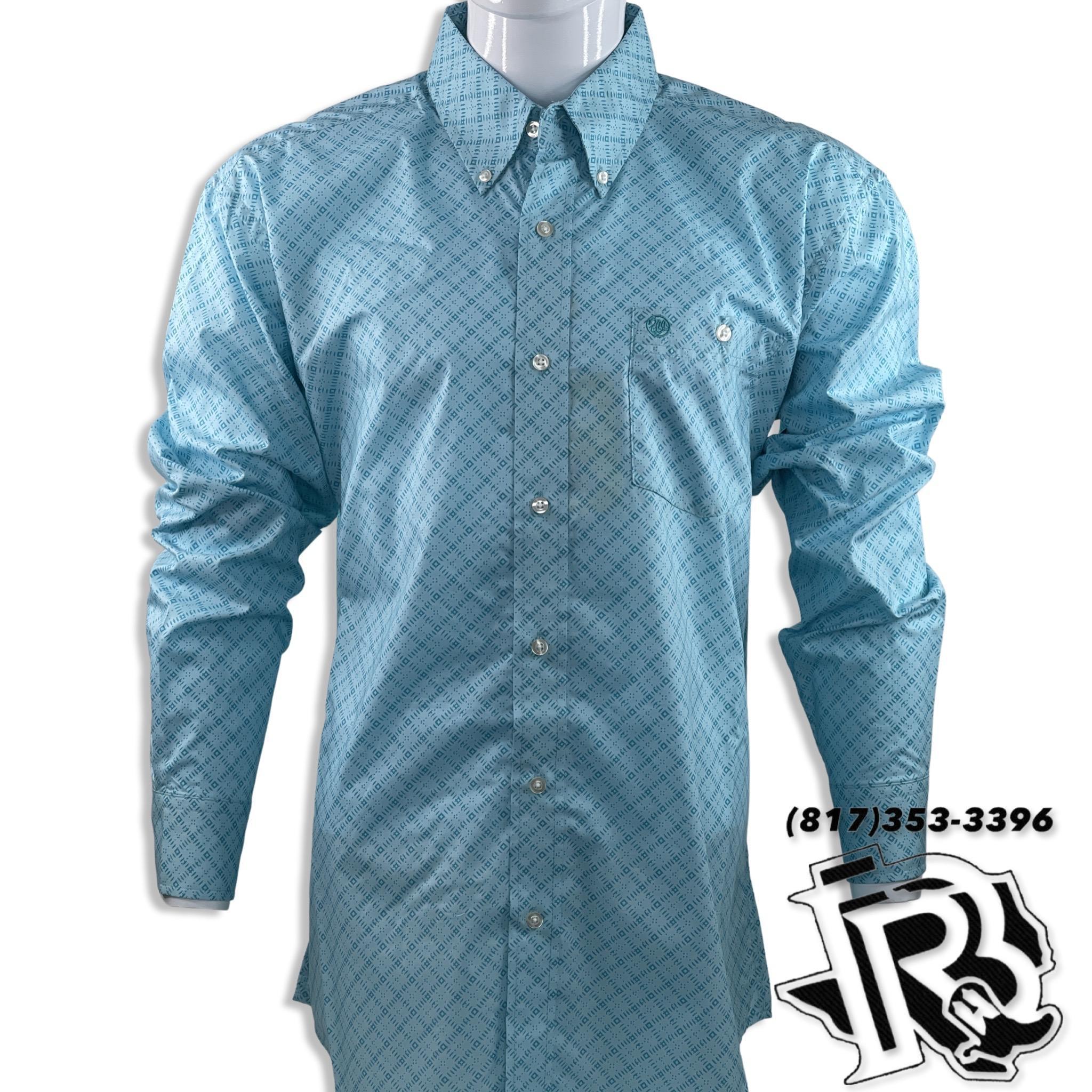 LIGHT BLUE PRINT | LONG SLEEVE MEN WESTERN SHIRT