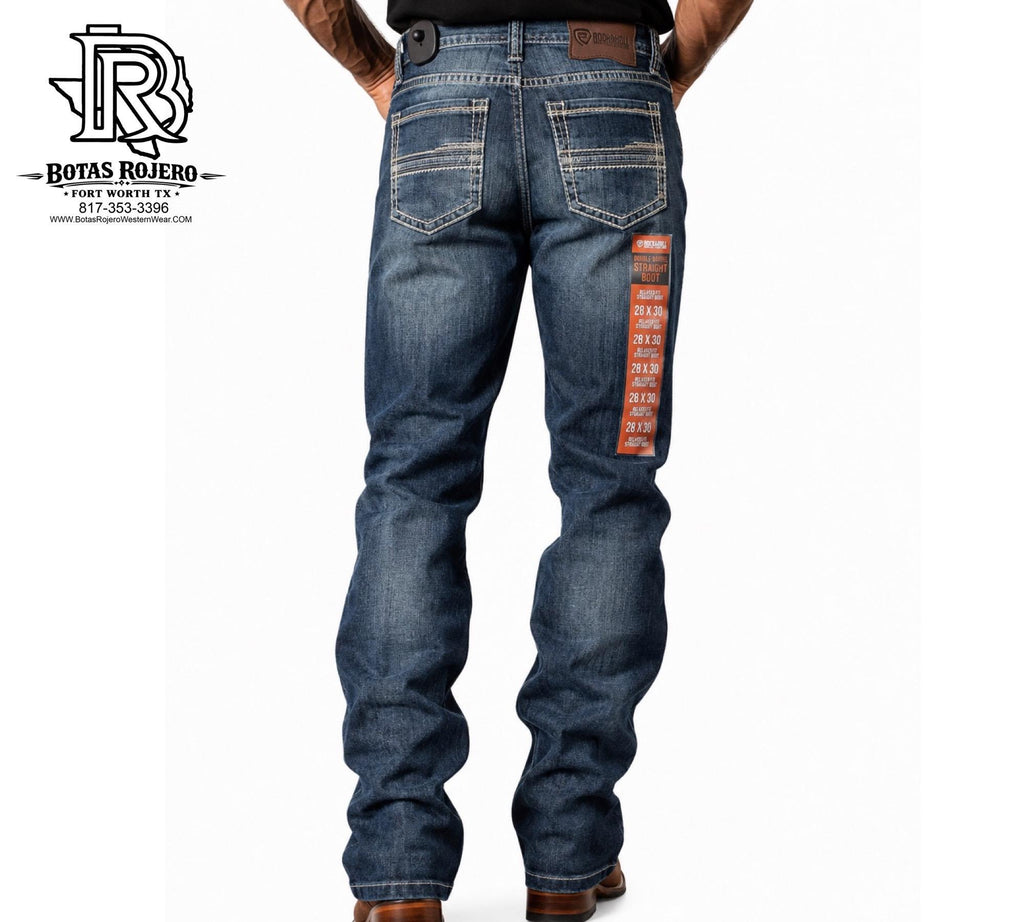 ‘’Jason’’ Men’s Rock & Roll Dark Vintage Relaxed Fit Straight Boot Jeans | BM0SD07354