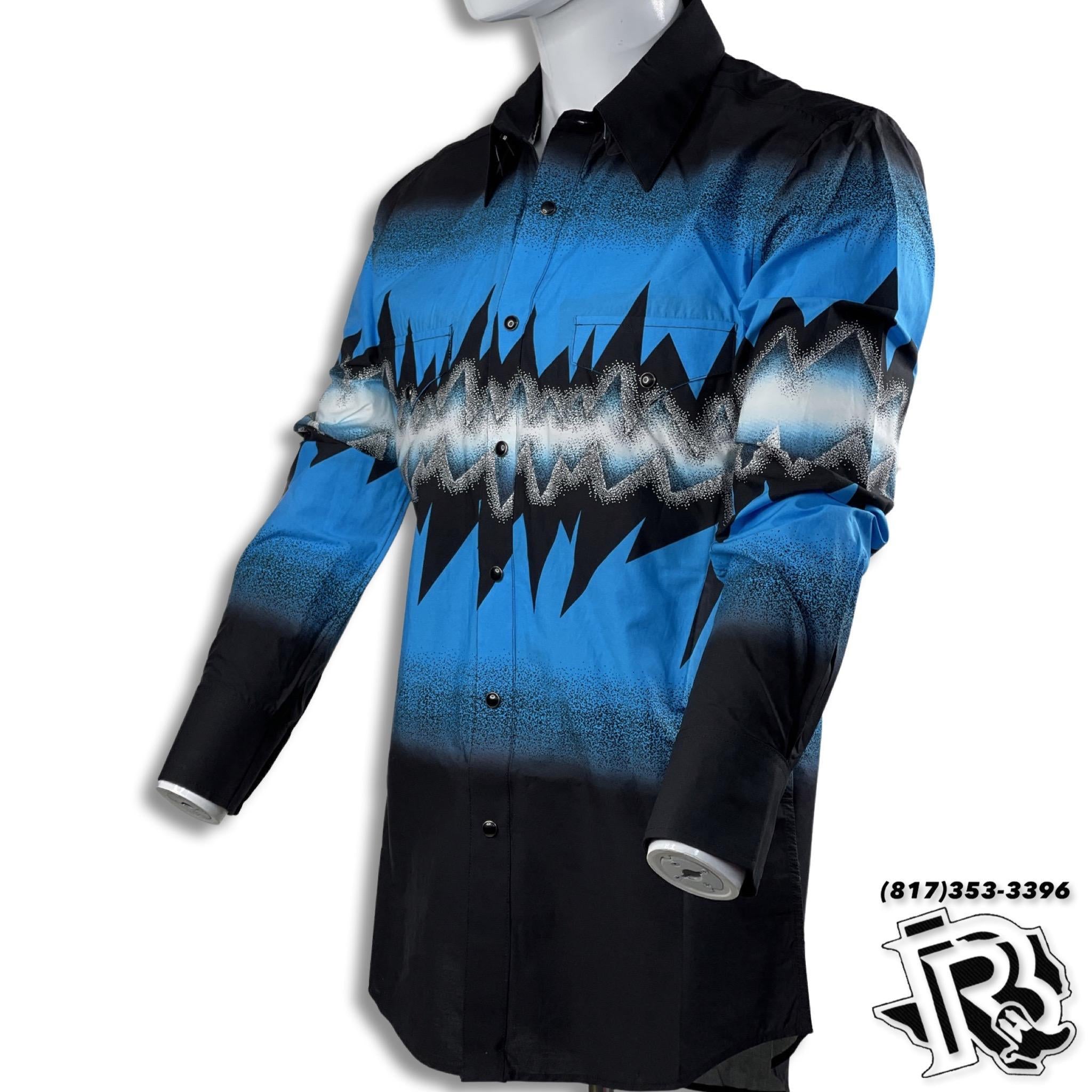 RETRO | BLUE DESIGN VINTAGE MEN LONG SLEEVE SHIRT