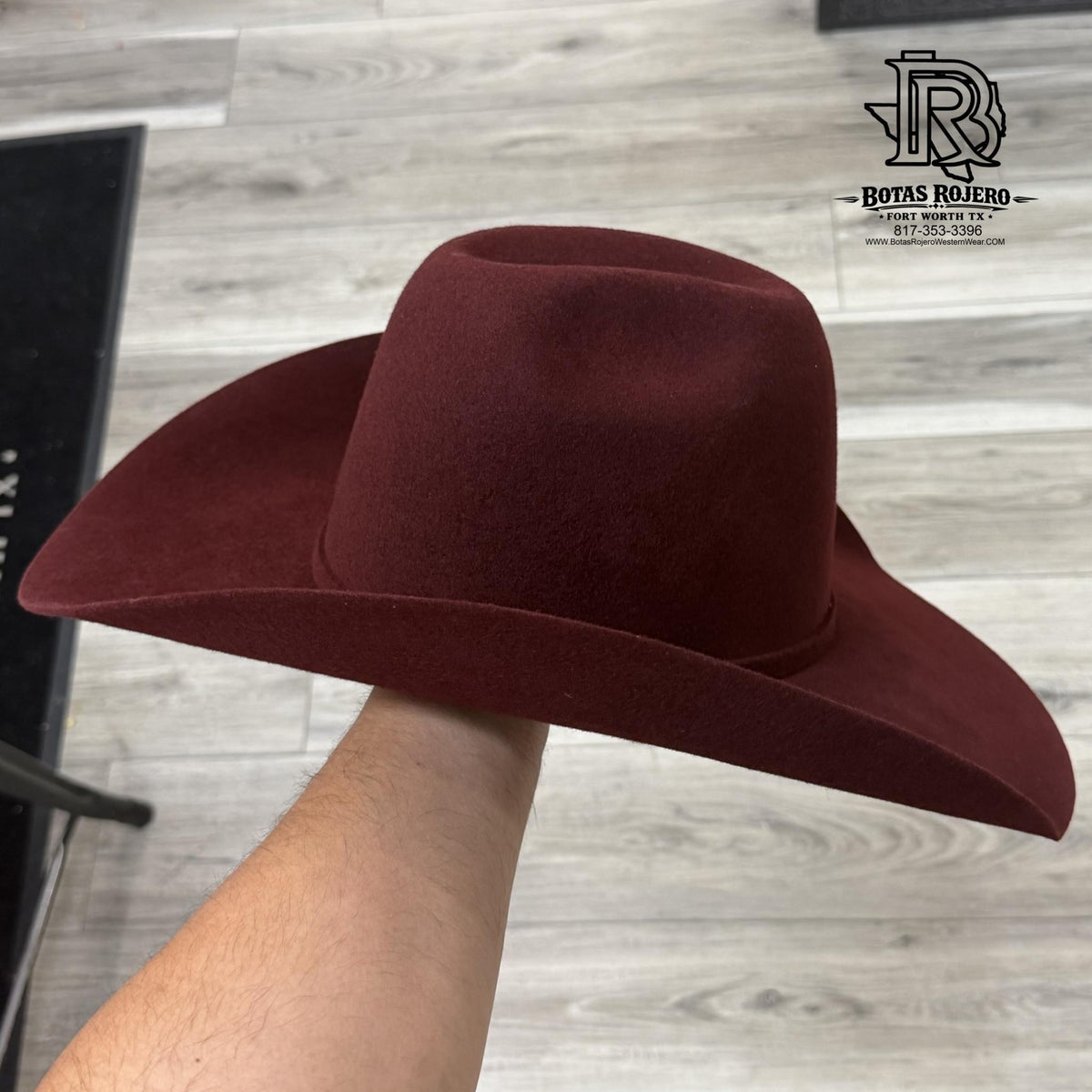 4X BURGUNDY IRON SPUR WOOL FELT HAT