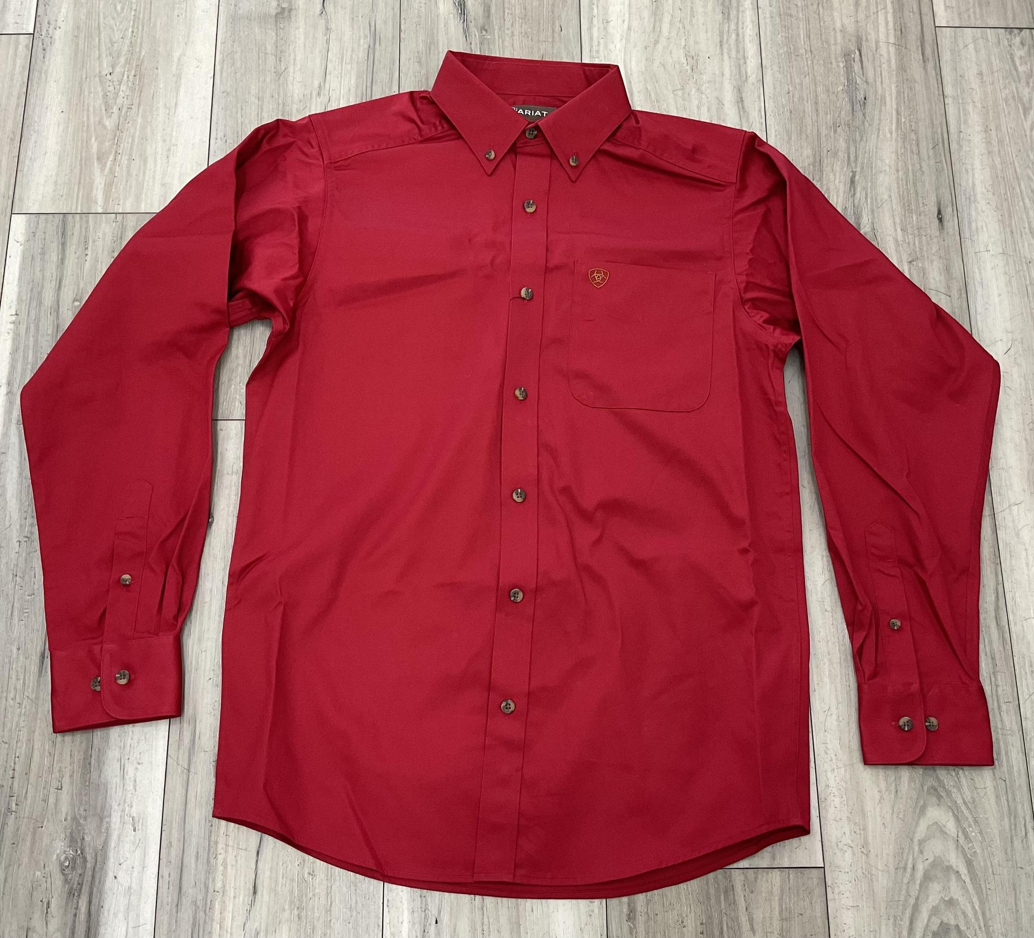 ARIAT MEN'S SOLID TWILL SCARLET SAGE SHIRT |10079475
