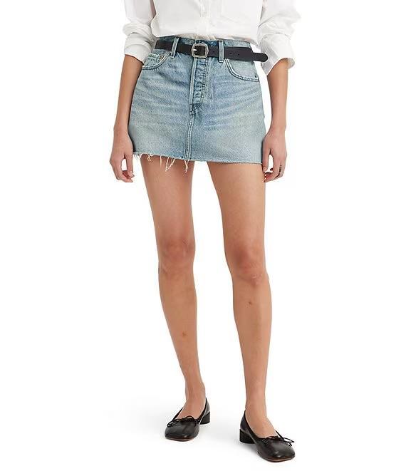 Levi's® Icon Mid Rise Raw Hem Denim Micro Mini Skirt| A46940024