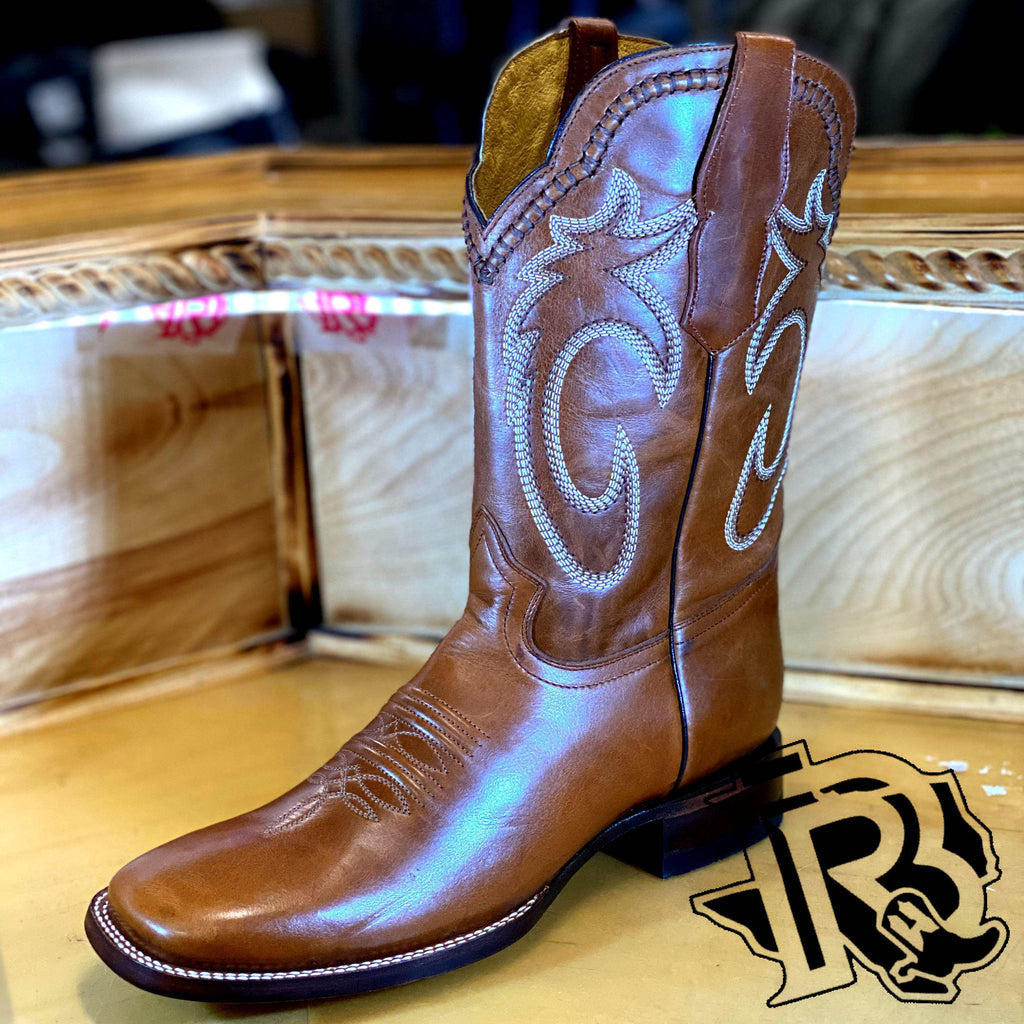 SQUARE TOE TAN MEN BOOTS HANDMADE REAL LEATHER MORERIA
