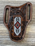 “ ARTHUR “ |  KNIFE SHEATH WESTERN TOOLED LEATHER  BEADED