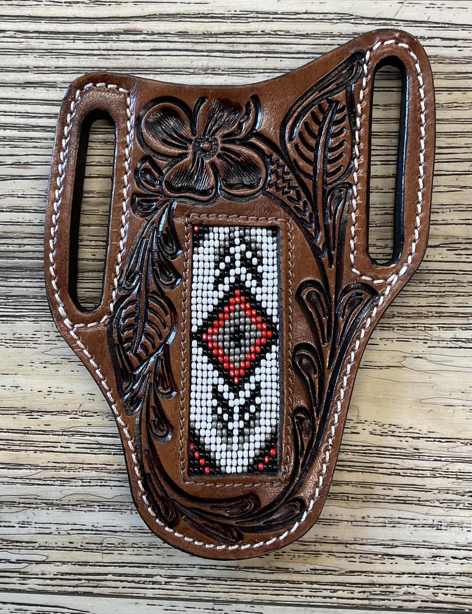 “ ARTHUR “ |  KNIFE SHEATH WESTERN TOOLED LEATHER  BEADED