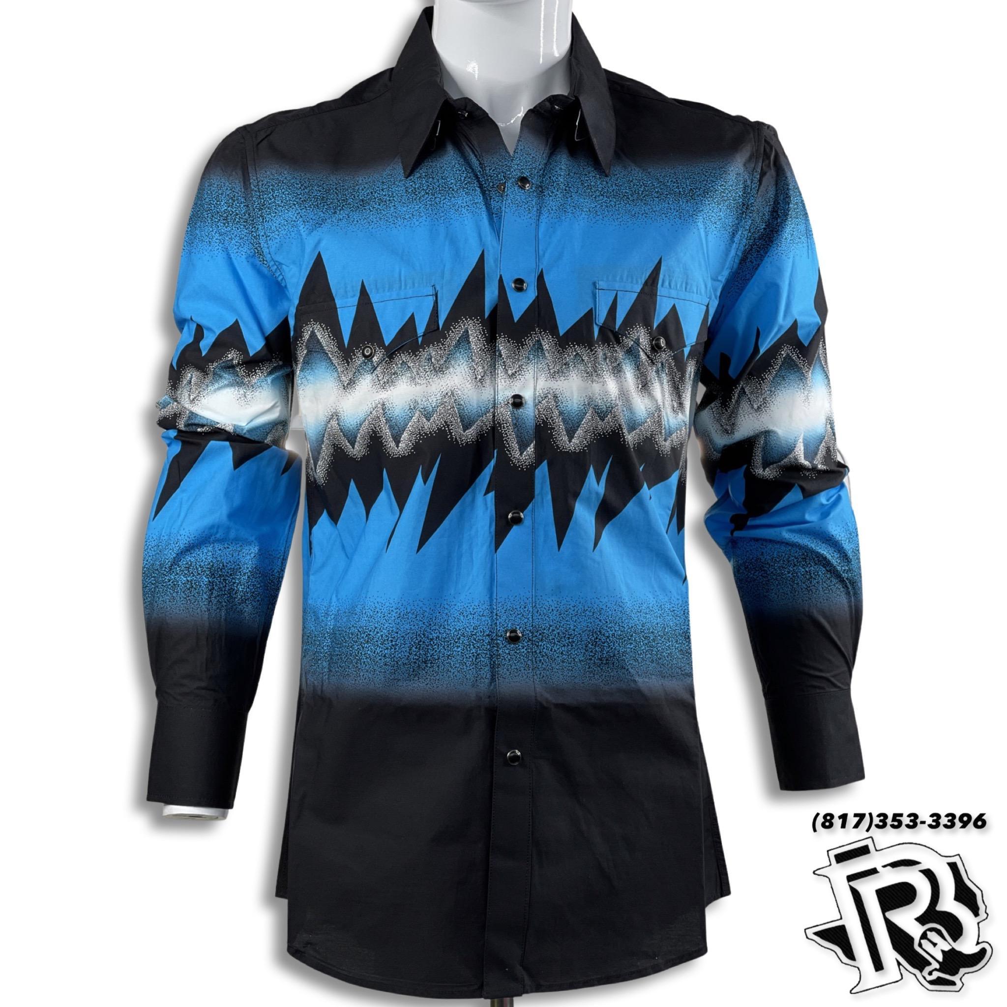 RETRO | BLUE DESIGN VINTAGE MEN LONG SLEEVE SHIRT