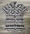 ROCK & ROLL MEN’S DARK BROWN AZTEC STRIPE PRINTED SNAP SHIRT | BMN3S08308