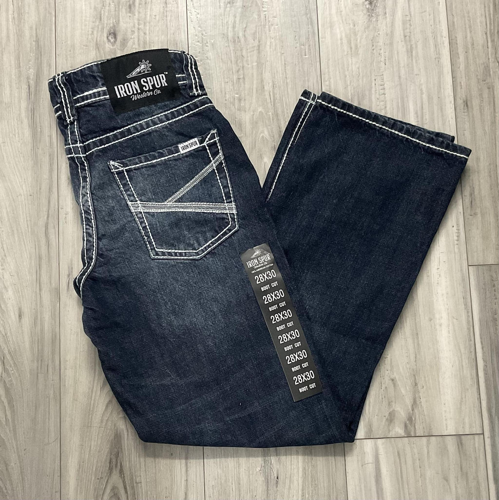 03 | IRON SPUR DARK BLUE BOOTCUT MEN WESTERN JEANS 100% COTTON