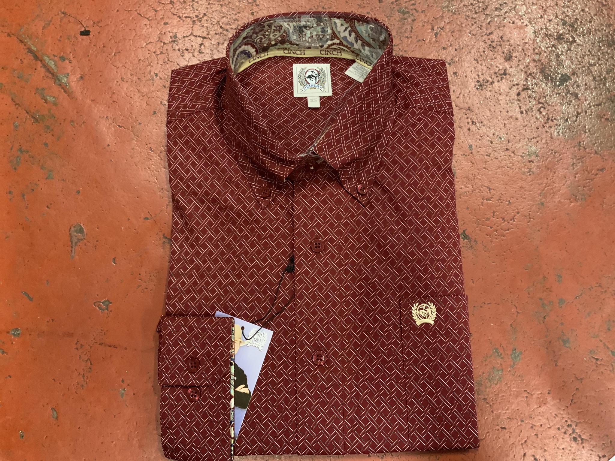 Cinch Mens burgundy Long sleeve