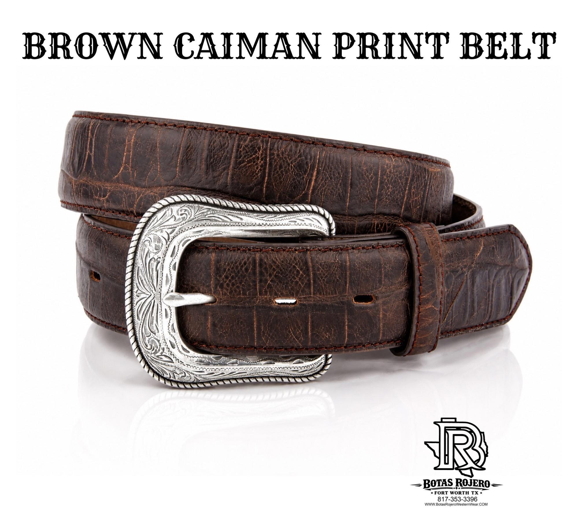 CAIMAN CHOCOLATE PRINT BELT 1.5 INCH WIDE MR2262