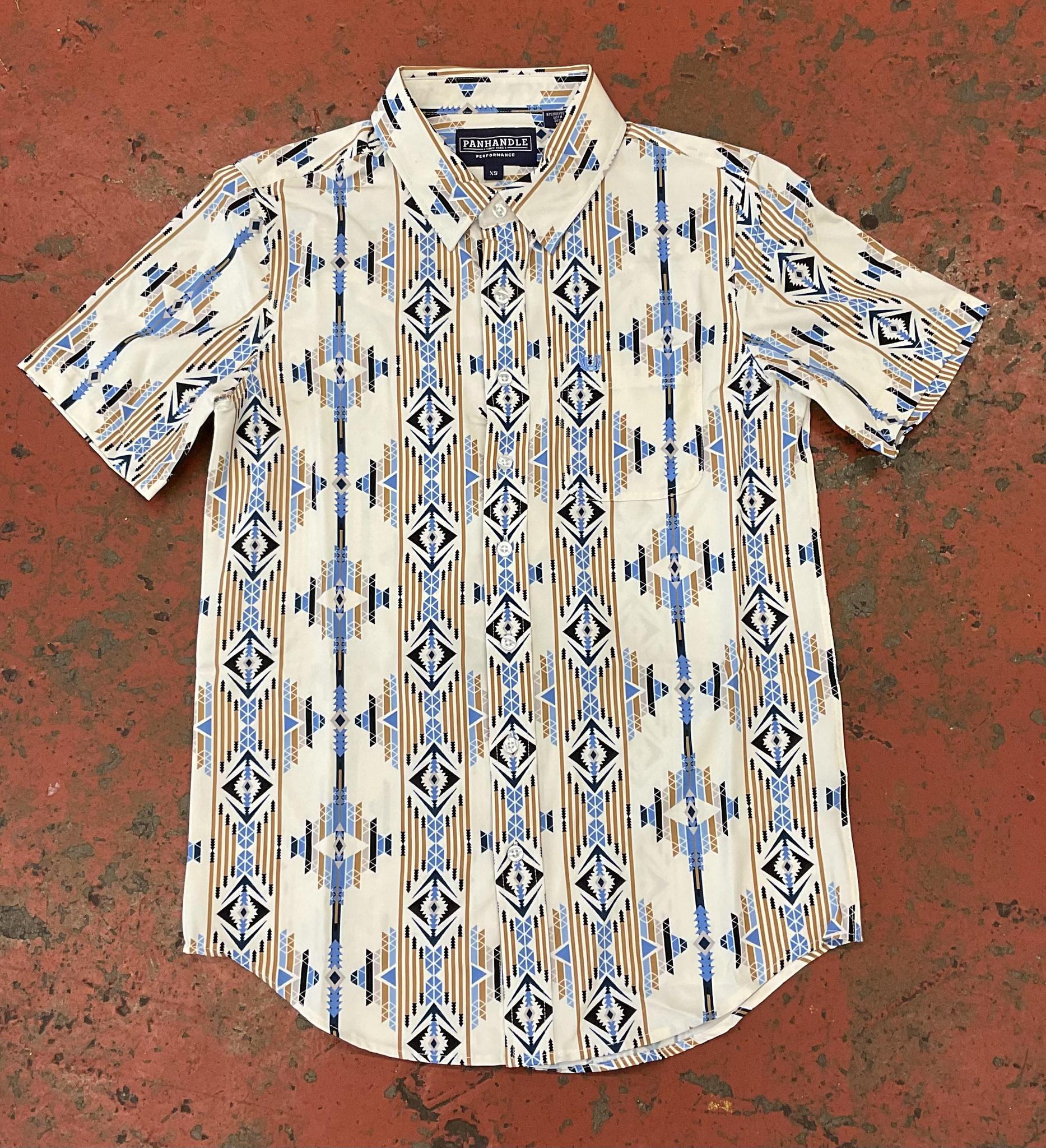 Mens short sleeve Aztec woven bd tan panhandle performance | PPMS1DR0VQ