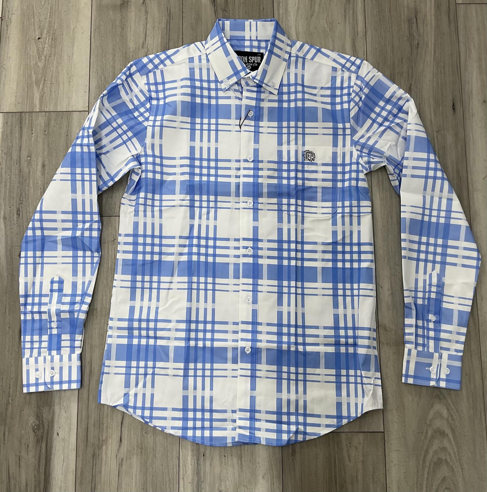 BUCK | Iron Spur Men’s Western LONG Sleeve Shirt – Classic Stripe light Blue