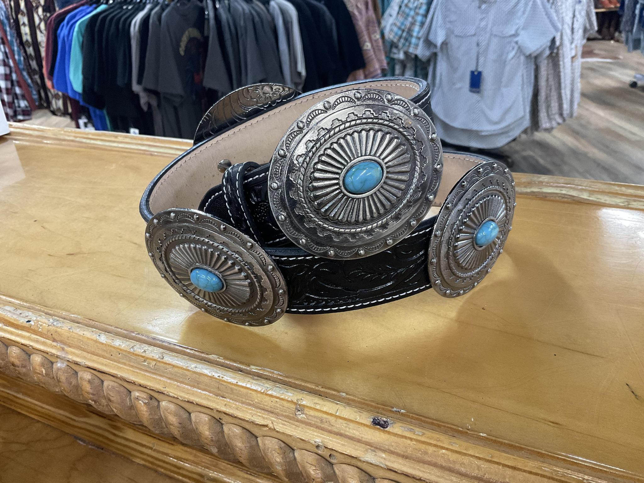 ROSIE BELT  IRON SPUR ™️ WOMEN WESTERN CONCHO BELT TOOLED