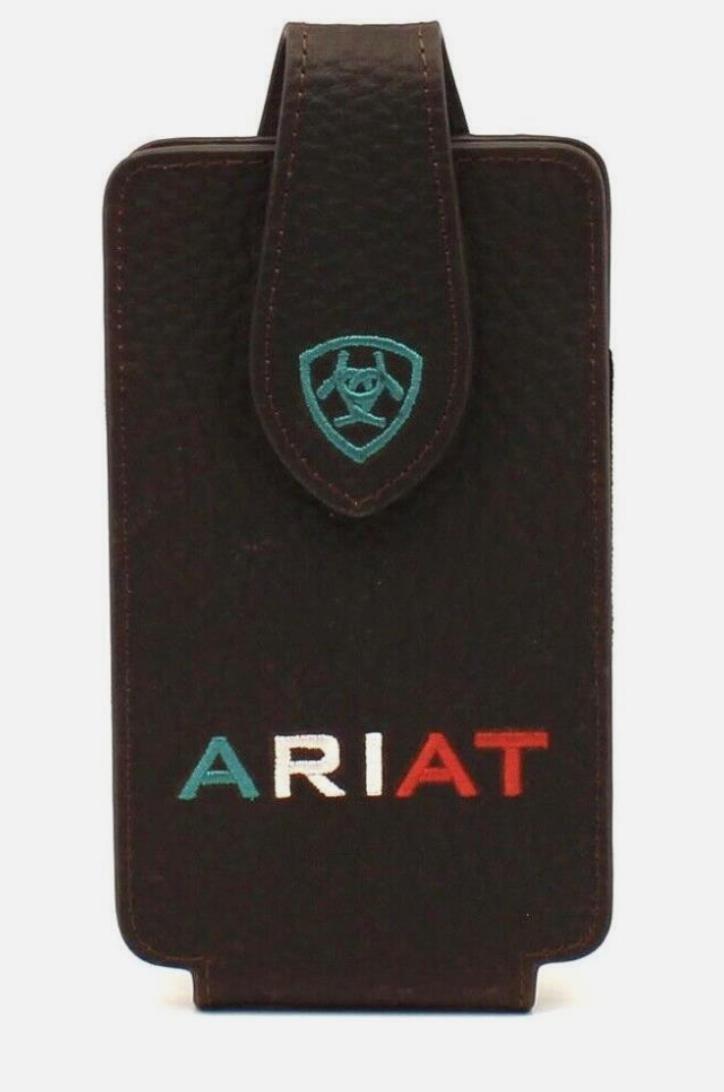 Ariat Cell Phone Holder Case Leather Logo Mexico Brown | A06034282