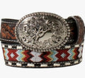 Nocona Western Belt Boys Embroidered Inlay Buck Lace Brown |N4441702